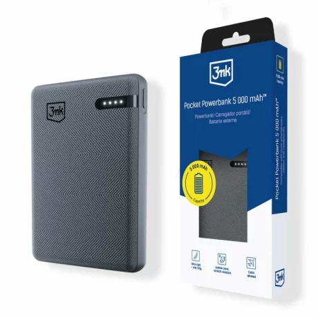 Acumulator extern 3MK, 5000mAh, 12W, USB-C, Gri