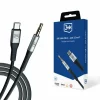 Cablu AUX, 3MK, Aluminiu/Silicon, USB-C la Jack 3.5 mm, 1 m, Negru