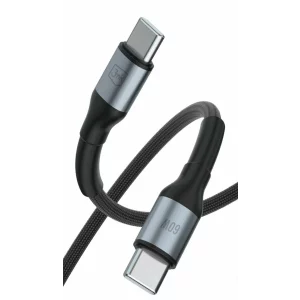 Cablu Date si Incarcare 3mk, Hyper N-SERIES, USB-C la USB-C, 50cm, 20V/3A, 60W, Negru