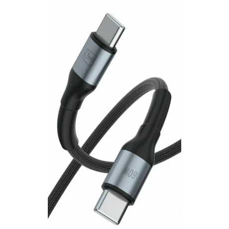 Cablu Date si Incarcare 3mk, Hyper N-SERIES, USB-C la USB-C, 50cm, 20V/3A, 60W, Negru