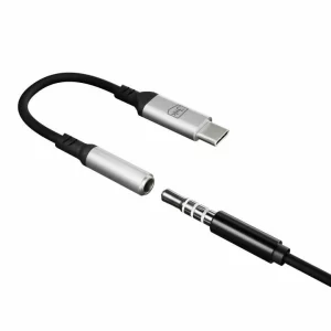 Adaptor audio 3mk, USB-C la Jack 3.5 mm, Gri/Negru