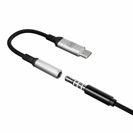 Adaptor audio 3mk, USB-C la Jack 3.5 mm, Gri/Negru