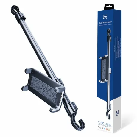Suport auto dublu pentru tetiera 3mk, Negru