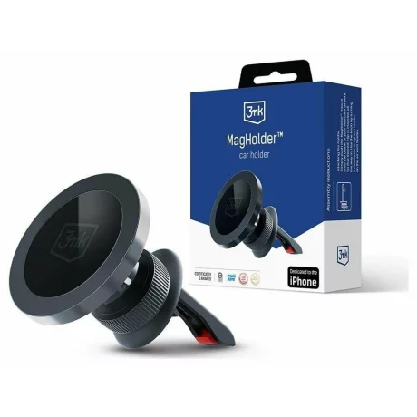 Suport auto magentic 3mk, grila de ventilatie, Negru