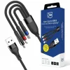 Cablu Date si Incarcare 3mk, Hyper N-SERIES, 3in1, USB-A la USB-C/Lightning/Micro USB, 1.2m, 9V/2A, 18W, Negru