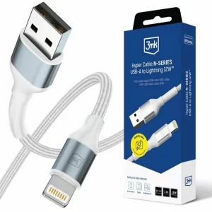 Cablu Date si Incarcare 3mk, Hyper N-SERIES, USB-A la Lightning, 1m, 5V/2.4A, 12W, Alb
