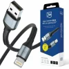 Cablu Date si Incarcare 3mk, Hyper N-SERIES, USB-A la Lightning, 2m, 5V/2.4A, 12W, Negru