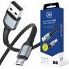 Cablu Date si Incarcare 3mk, Hyper N-SERIES, USB-A la Micro USB, 1m, 5V/2.4A, 12W, Negru