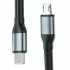Cablu Date si Incarcare 3mk, Hyper N-SERIES, USB-C la Micro USB, 3m, 5V/2.4A, 10W, Negru