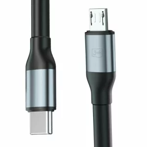 Cablu Date si Incarcare 3mk, Hyper N-SERIES, USB-C la Micro USB, 3m, 5V/2.4A, 10W, Negru