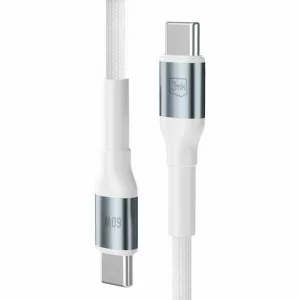 Cablu Date si Incarcare 3mk, Hyper N-SERIES, USB-C la USB-C, 1m, 20V/3A, 60W, Alb
