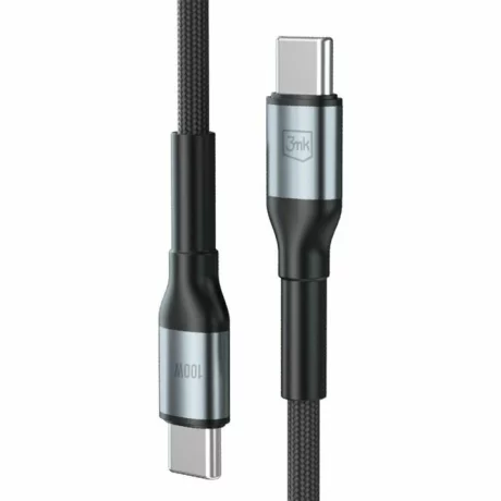 Cablu Date si Incarcare 3mk, Hyper N-SERIES, USB-C la USB-C, 1m, 20V/5A, 100W, Negru