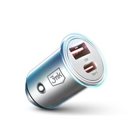 Incarcator auto 3mk, USB-A, USB-C, USB-A, PD &amp; QC, Universal, 45W, Argintiu