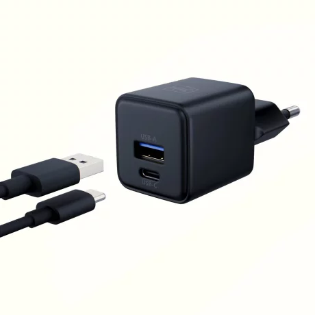 Incarcator Retea 3mk, Hyper GaN Charger, QC4+ PD PPS 1xUSB-A, 1xUSB-C, 20W, Negru