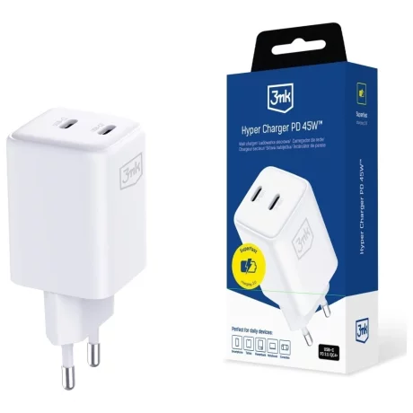 Incarcator Retea 3mk, HyperCharger, QC4+ PPS 2C Super-Fast Charge 2.0, 45W, Alb