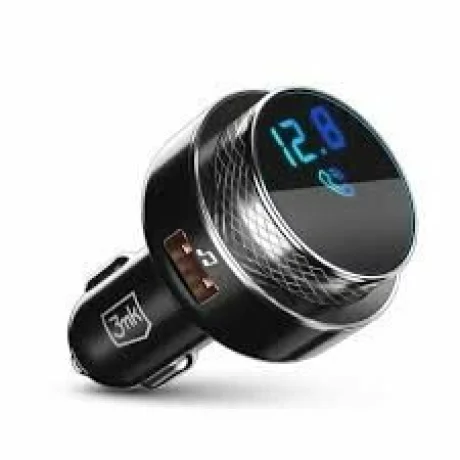 Transmitator FM 3mk, cu incarcare rapida, 23W, QC USB 2A, Negru/Argintiu
