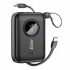 Acumulator extern Dudao K14 10000mAh 22.5W Cablu Type C si Lightning integrat, Negru