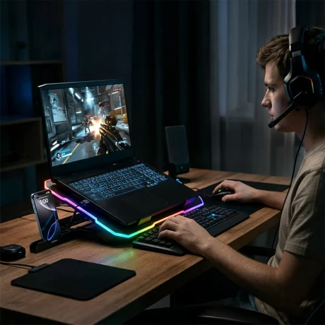 Cooler Laptop Gaming Wozinsky WDCX-A26 NitroCool RGB, Negru