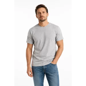 Tricou barbati Grey Melange, marimea L, 95% bumbac, 5% viscoza