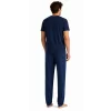 Pijama barbati iarna (tricou + pantaloni) Dark Sapphire / Cerulean, marimea L, 100% bumbac