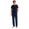 Pijama barbati iarna (tricou + pantaloni) Dark Sapphire / Cerulean, marimea M, 100% bumbac