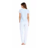 Pijama dama iarna (tricou + pantaloni lungi) Delicate Blue, marimea L, 100% bumbac