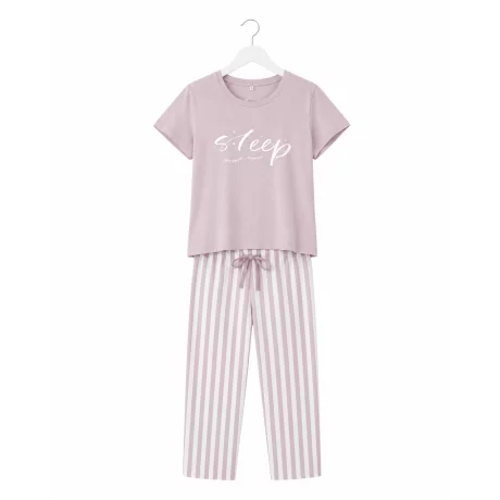 Pijama dama iarna (tricou + pantaloni lungi) Hushed Violet, marimea S, 100% bumbac