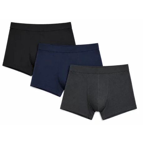 Set 3 buc. boxeri barbati, Black, Navy, Charcole Melange, marimea S, 95% bumbac, 5% elastane / 60% bumbac, 40% poliester
