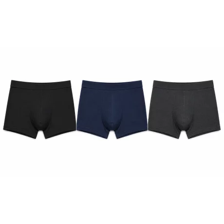 Set 3 buc. boxeri barbati, Black, Navy, Charcole Melange, marimea S, 95% bumbac, 5% elastane / 60% bumbac, 40% poliester