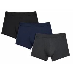 Set 3 buc. boxeri barbati, Black, Navy, Charcole Melange, marimea XL, 95% bumbac, 5% elastane / 60% bumbac, 40% poliester