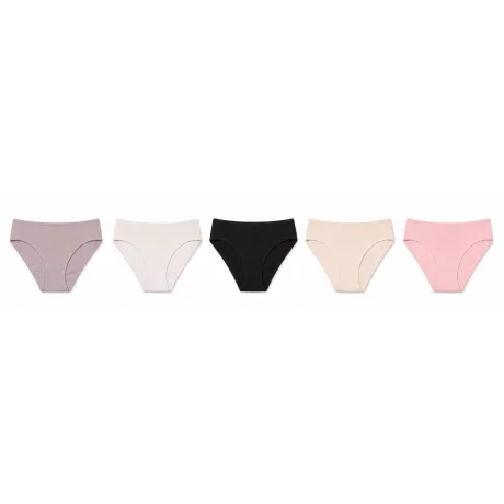 Set 5 buc. chiloti dama, Cloud Gray, Angel Wing, Black, Parchment, Ballerina, marimea M, 95% bumbac, 5% elastane