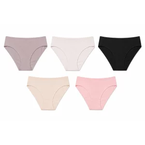 Set 5 buc. chiloti dama, Cloud Gray, Angel Wing, Black, Parchment, Ballerina, marimea S, 95% bumbac, 5% elastane