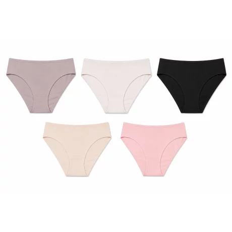 Set 5 buc. chiloti dama, Cloud Gray, Angel Wing, Black, Parchment, Ballerina, marimea S, 95% bumbac, 5% elastane