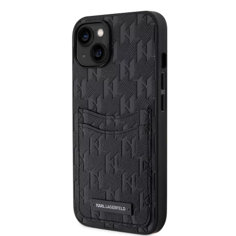 Husa de protectie Karl Lagerfeld Saffiano Monogram Card Slot pentru iPhone 14, Negru