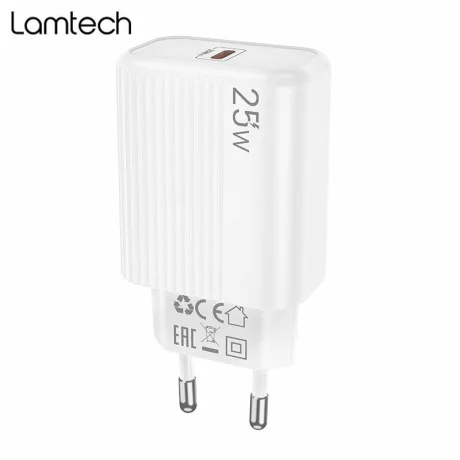 Incarcator retea Lamtech, PD, 25W, 1xUSB Type-C, Alb