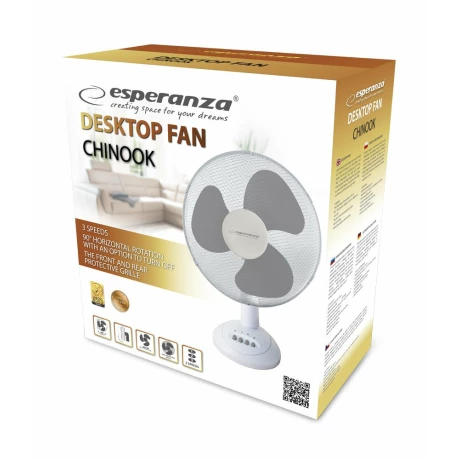 Ventilator de masa Esperanza Chinook, 12", EHF003WE, 40W, Alb