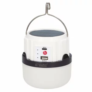 Lanterna solara LED pentru camping, reincarcabila prin USB, baterie externa 300lm