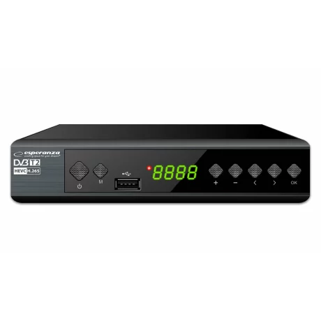 Tuner digital Esperanza EV111P, DVB-T2 H.265/HEVC, Negru