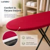 Masa de calcat pliabila LUNARO Neo-Bk, Suport pentru statie si fier de calcat, Reglabila pe inaltime, Plasă metalică cu spuma de 5mm si husa de bumbac 100% culoare rosie, Inaltime maxima 89cm, Dimensiuni 110 х 30 сm, Picioare stabile antiderapante, Negru
