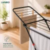Uscator de rufe pliabil LUNARO Lineo-Bk, Spatiu uscare 18m, Fabricat din otel inoxidabil rezistent si usor, Incarcare 15kg, Vopsit in camp electrostatic, Compact, Depozitare eficienta, Greutate 2.56kg, Dimensiuni 128x55x5cm, Picioare antiderapante, Utiliz