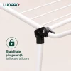 Uscator de rufe pliabil LUNARO Nova-Wh, Spatiu uscare 18m, Otel inoxidabil, Incarcare 15kg, Vopsit in camp electrostatic, Compact, Depozitare eficienta, Greutate 2.1kg, Dimensiuni 102.5x55x5cm, Picioare antiderapante, Interior si exterior, Alb