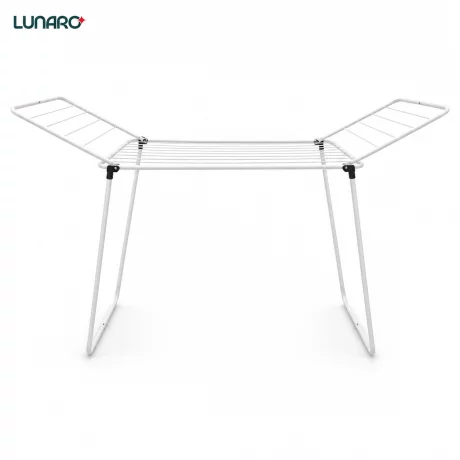 Uscator de rufe pliabil LUNARO Nova-Wh, Spatiu uscare 18m, Otel inoxidabil, Incarcare 15kg, Vopsit in camp electrostatic, Compact, Depozitare eficienta, Greutate 2.1kg, Dimensiuni 102.5x55x5cm, Picioare antiderapante, Interior si exterior, Alb