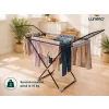 Uscator de rufe pliabil LUNARO Wing Plus-Bk, Spatiu uscare 18m, Suport special pentru sosete, Fabricat din otel inoxidabil rezistent si usor, Incarcare 15kg, Vopsit in camp electrostatic, Compact, Depozitare eficienta, Greutate 2.7kg, Dimensiuni 128x55x5c