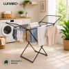 Uscator de rufe pliabil LUNARO Wing Plus-Bk, Spatiu uscare 18m, Suport special pentru sosete, Fabricat din otel inoxidabil rezistent si usor, Incarcare 15kg, Vopsit in camp electrostatic, Compact, Depozitare eficienta, Greutate 2.7kg, Dimensiuni 128x55x5c