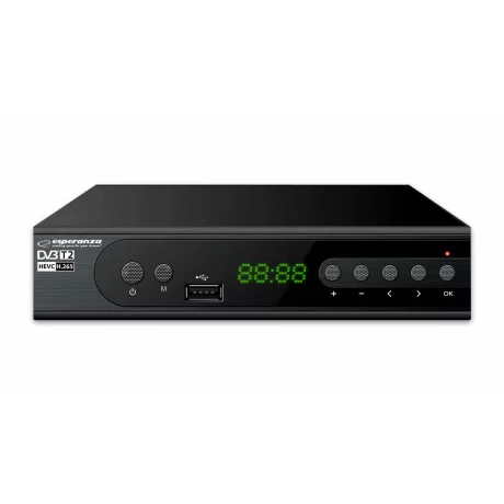 Tuner digital Esperanza EV106P, DVB-T2 H.265/HEVC, Negru
