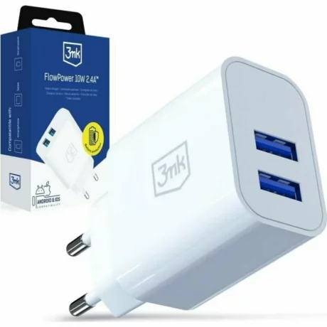 Incarcator retea 3mk, FlowPower, 2xUSB-A, 10W, Alb