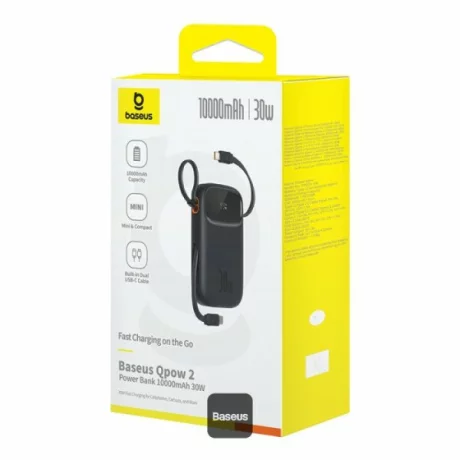 Acumulator extern Baseus QPow2, 10000 mAh, 30W, Negru – P10055008113-00