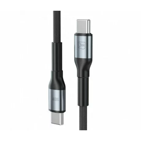 Cablu Date si Incarcare 3mk, Hyper N-SERIES, USB-C la USB-C, 1.5m, 20V/5A, 100W, Negru