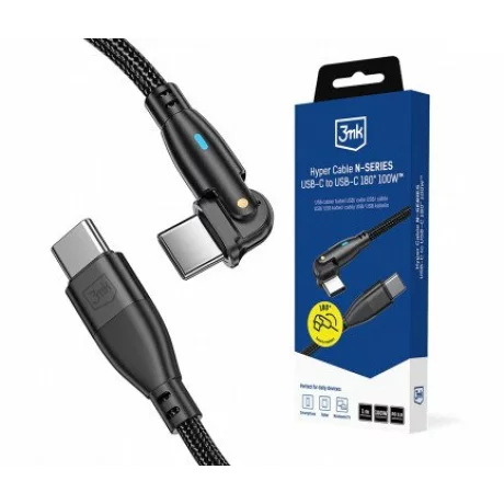 Cablu Date si Incarcare 3mk, Hyper N-SERIES, USB-C la USB-C, 1m, 20V/5A, 100W, Negru