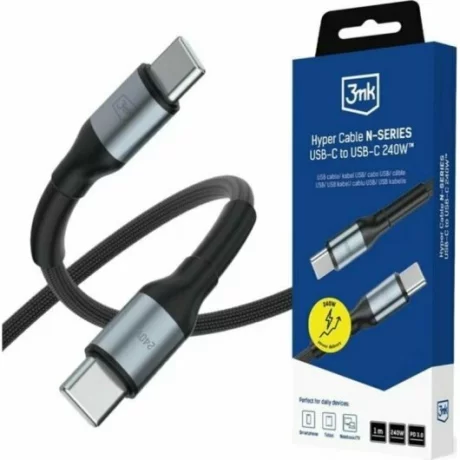 Cablu Date si Incarcare 3mk, Hyper N-SERIES, USB-C la USB-C, 1m, 48V/5A, 240W, Negru